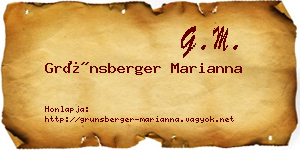 Grünsberger Marianna névjegykártya